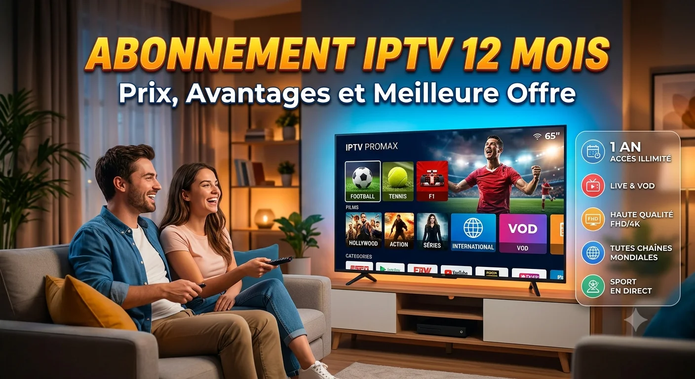 Abonnement IPTV 12 mois — la formule annuelle la plus rentable en 4K en France