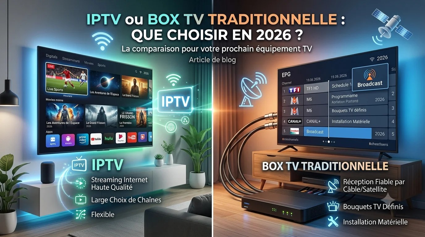 IPTV ou box TV — comparatif entre un abonnement IPTV en 4K et une box TV traditionnelle